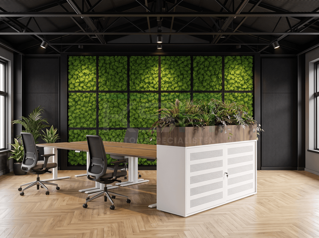 Schuifdeurkast Wit 100 x 166 x 40 cm Met plantenbak Hickory Noten