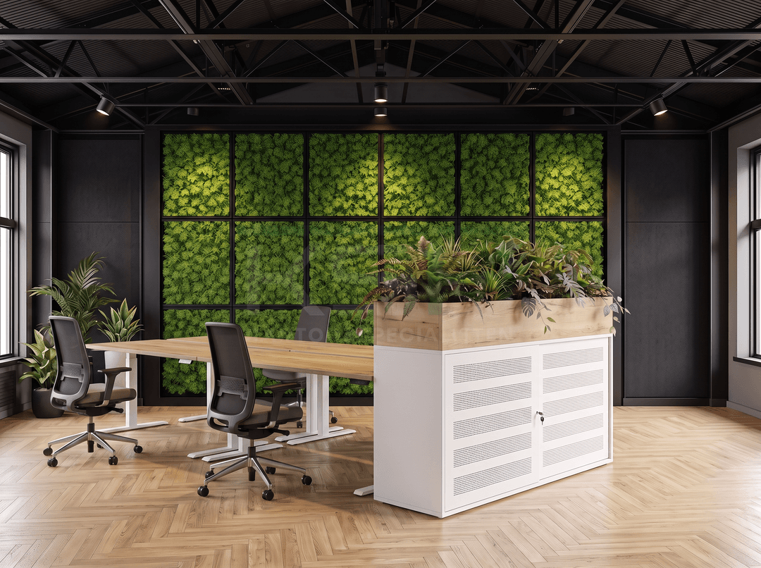 Schuifdeurkast Wit 100 x 166 x 40 cm Met plantenbak Natuur eiken