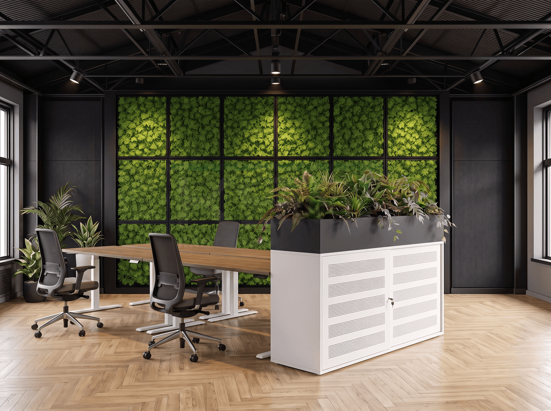 Schuifdeurkast Wit 100 x 166 x 40 cm Met plantenbak Zwart