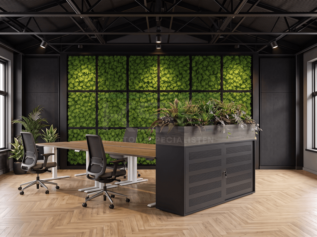 Schuifdeurkast Zwart 100 x 166 x 40 cm Met plantenbak Bruin eiken