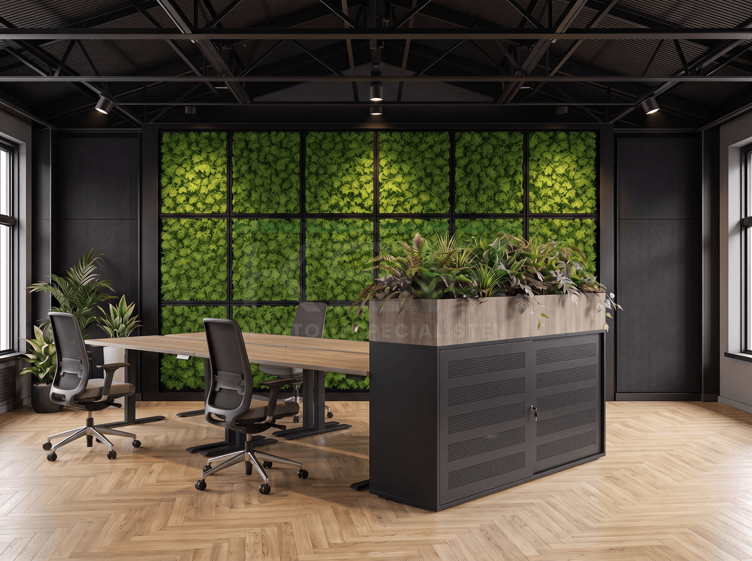 Schuifdeurkast Zwart 100 x 166 x 40 cm Met plantenbak Midden eiken