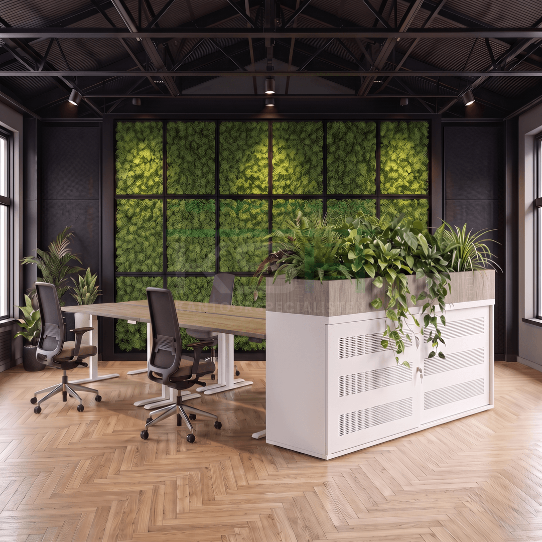 Schuifdeurkast Wit 72,5 x 166 x 40 cm Met plantenbak Midden eiken