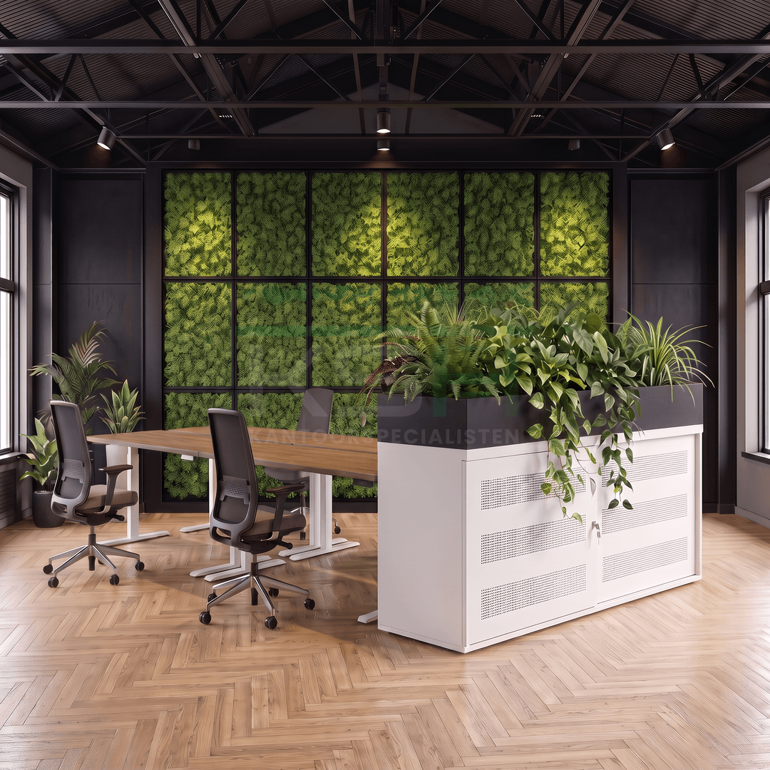 Schuifdeurkast Wit 72,5 x 166 x 40 cm Met plantenbak Zwart
