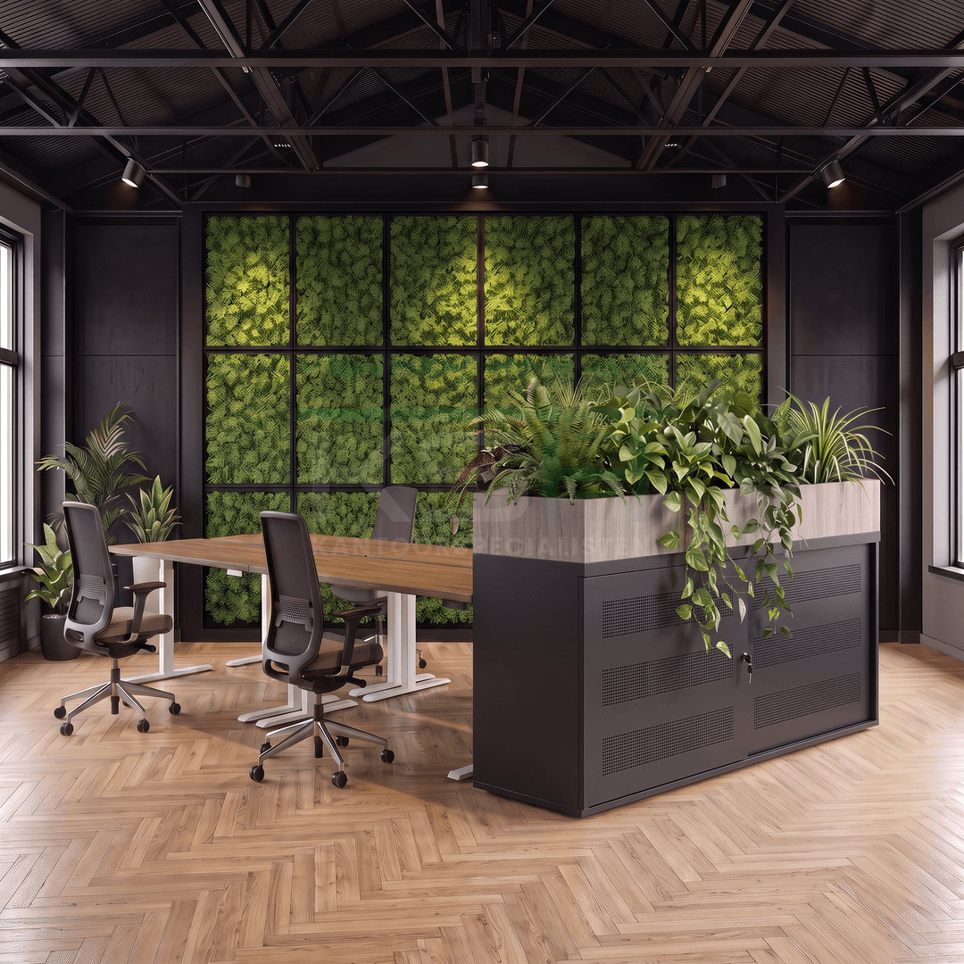 Schuifdeurkast Zwart 72,5 x 166 x 40 cm Met plantenbak Midden eiken