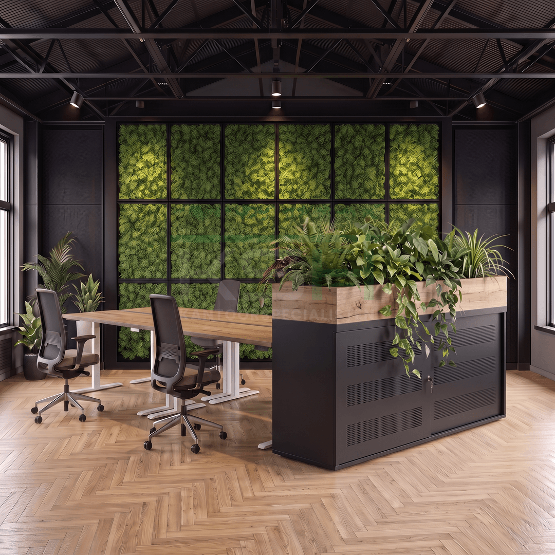 Schuifdeurkast Zwart 72,5 x 166 x 40 cm Met plantenbak Natuur eiken