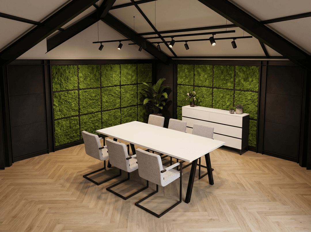 V-poot Vergadertafel recht 140x80cm Zwart Wit