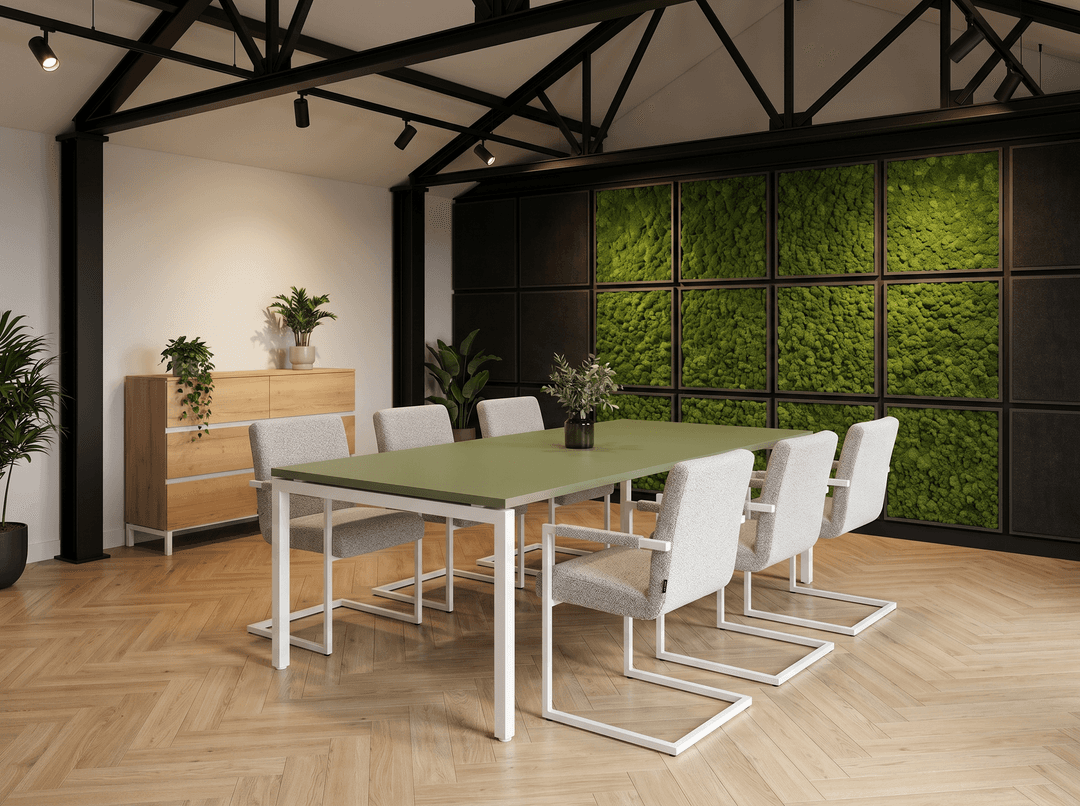 Vida 4-poots Vergadertafel recht 200x100cm Wit Pine