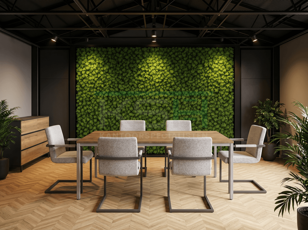Budget 4-poots Kantinetafel recht 160x80cm Aluminium Hickory Noten