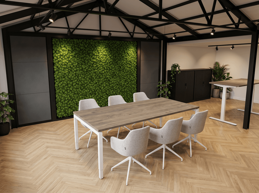 Vida 4-poots Vergadertafel recht 140x80cm Wit Hickory Noten