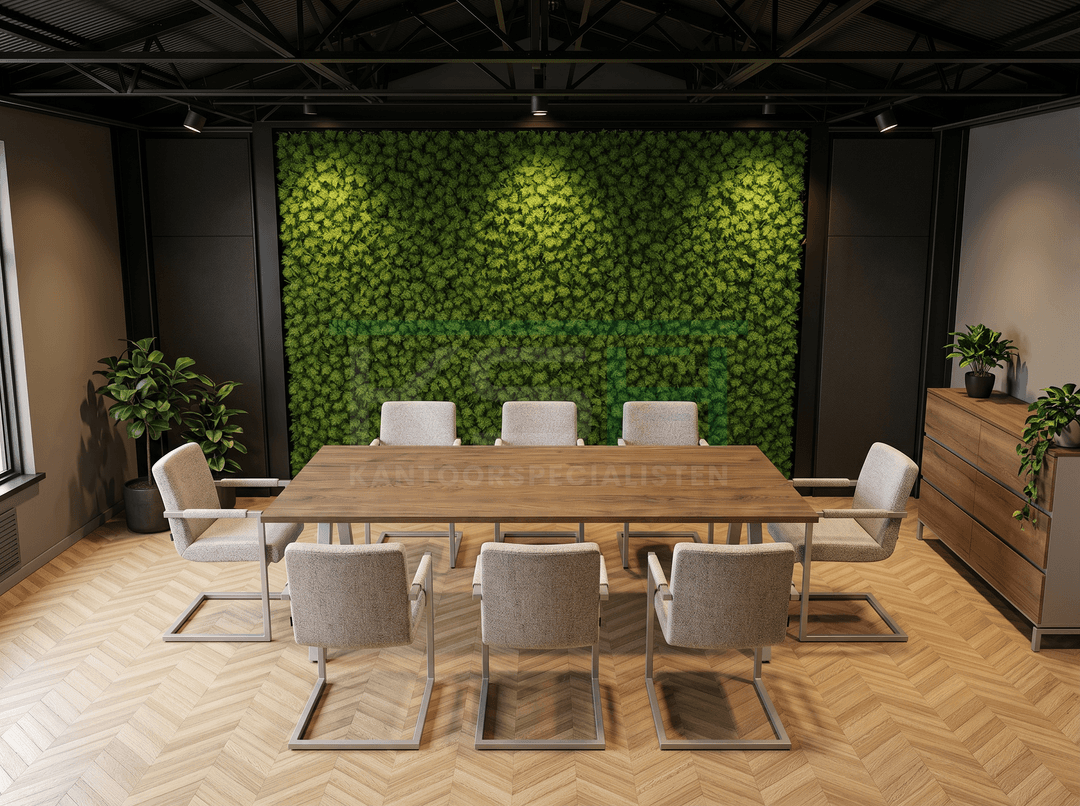 V-poot Vergadertafel recht 140x80cm Aluminium Hickory Noten