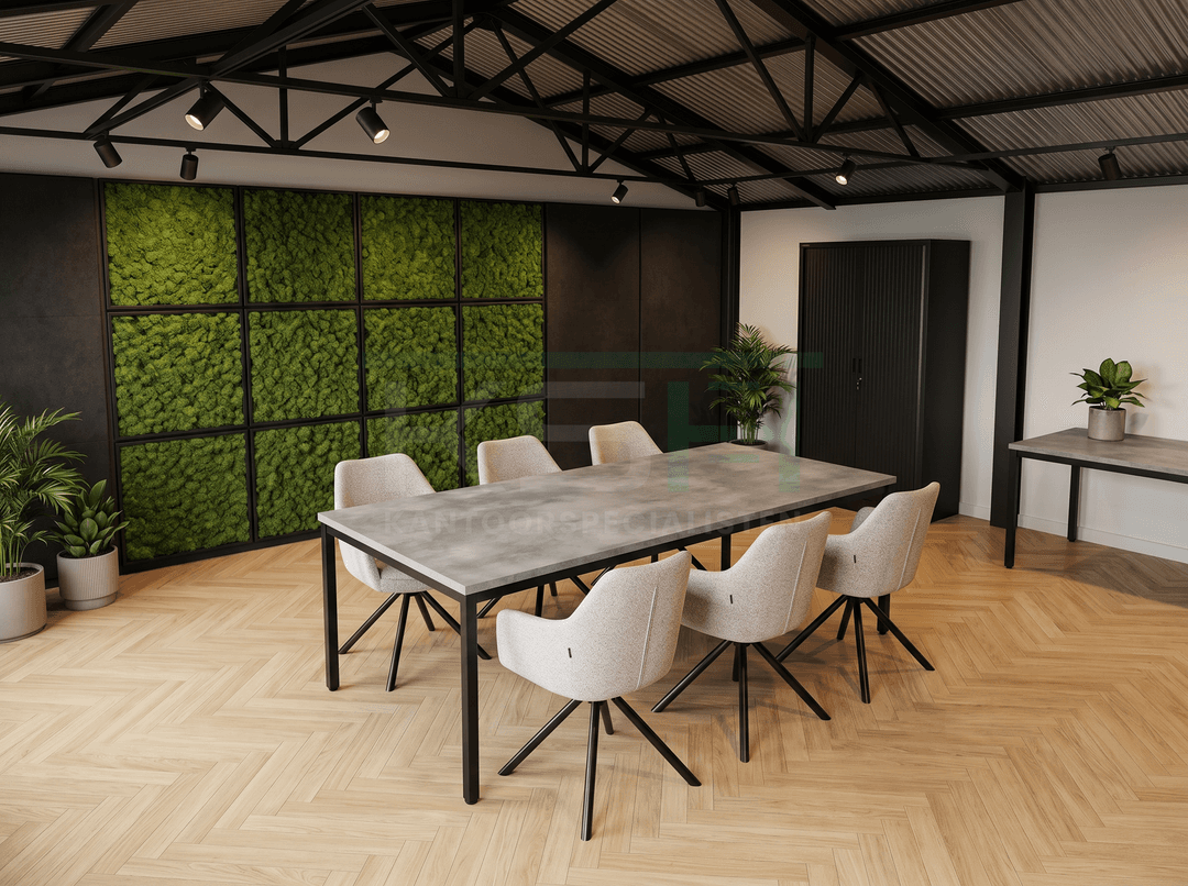 Budget 4-poots Vergadertafel recht 120x80cm Zwart Oxyd