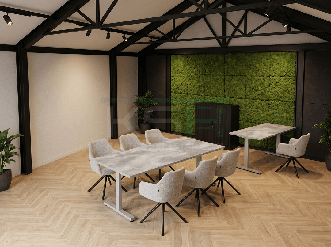 Vamo T-poot Vergadertafel recht 200x80cm Aluminium Oxyd