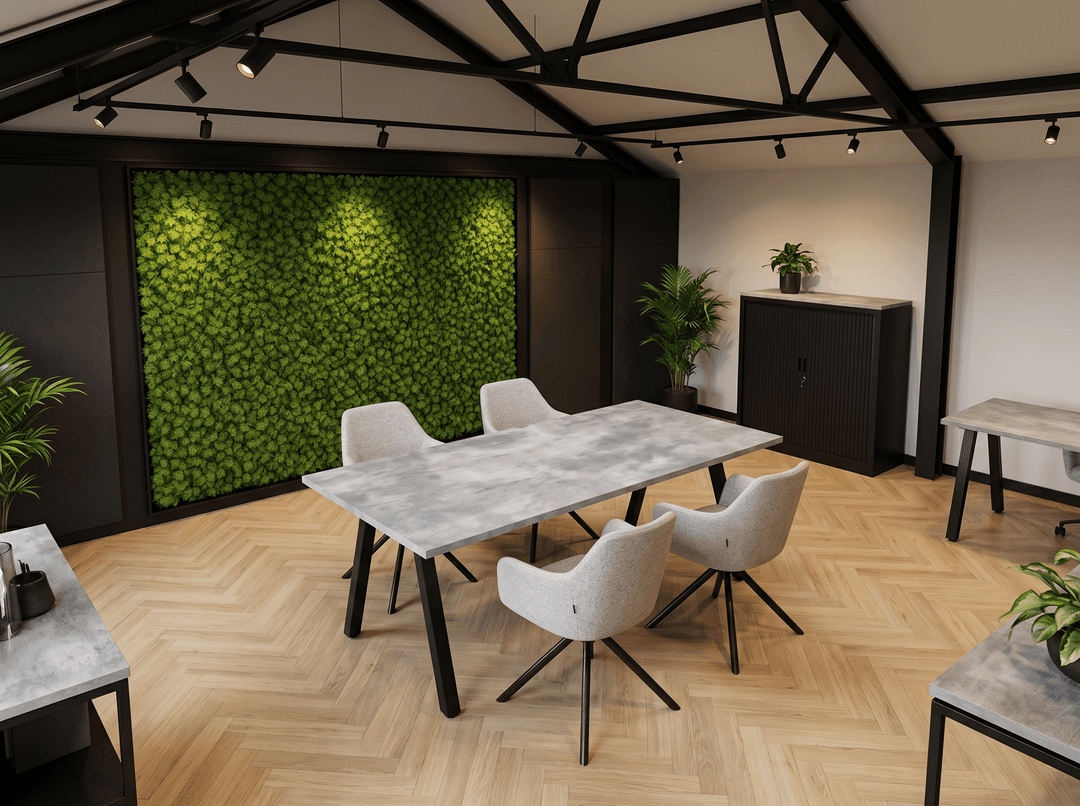 V-poot Vergadertafel recht 140x80cm Zwart Oxyd