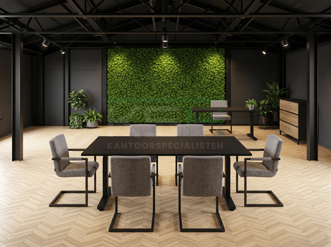 Vamo T-poot Kantinetafel recht 200x80cm Zwart Zwart
