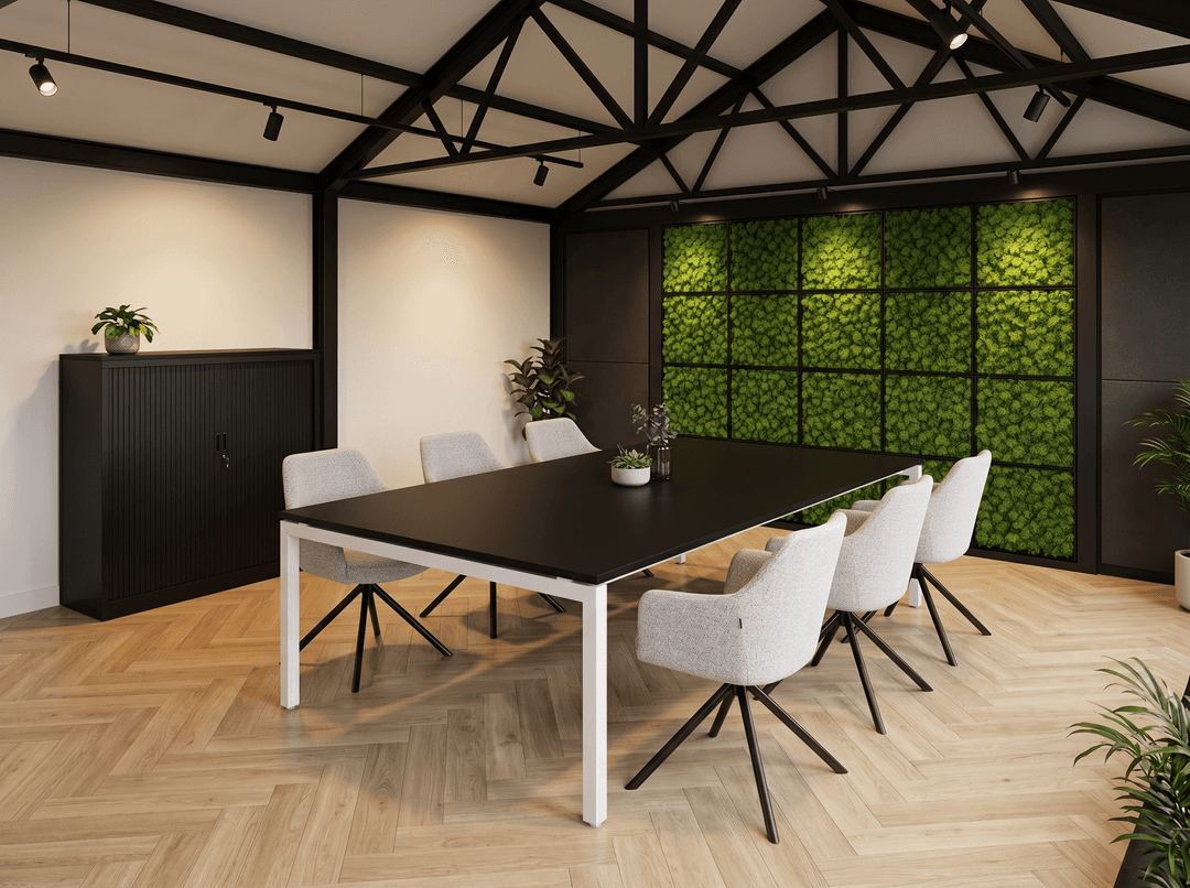 Vida 4-poots Vergadertafel recht 120x80cm Wit Zwart
