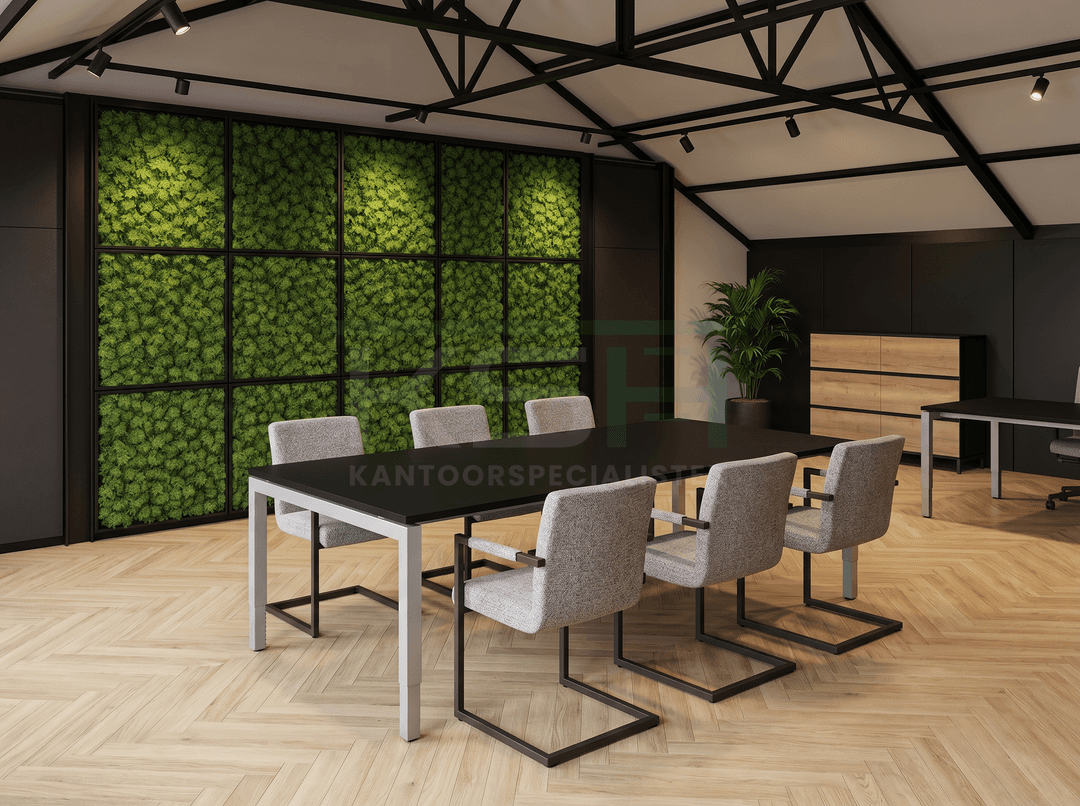 Vida 4-poots Vergadertafel recht 160x80cm Aluminium Zwart