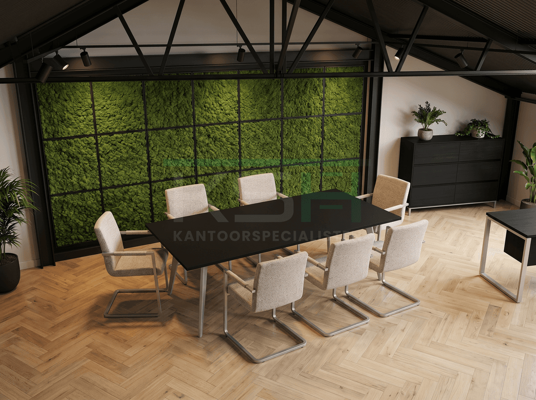 Real-poot Vergadertafel recht 160x80cm Aluminium Zwart
