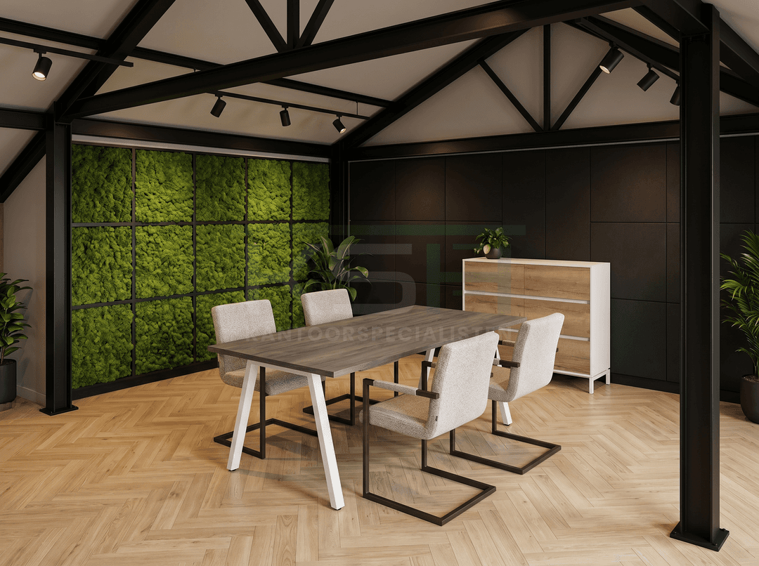 V-poot Vergadertafel recht 120x80cm Wit Bruin eiken