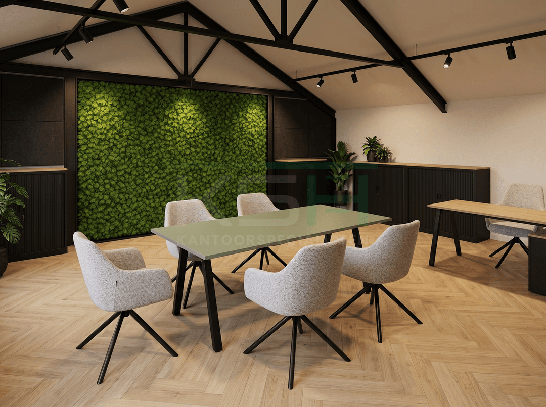 V-poot Vergadertafel recht 140x80cm Zwart Pine