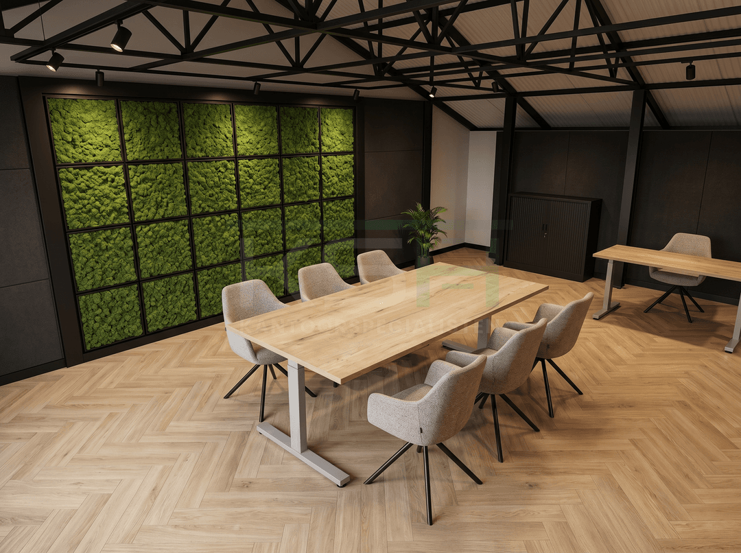 Vamo T-poot Kantinetafel recht 160x80cm Aluminium Natuur eiken