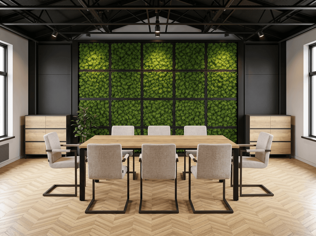 Vida 4-poots Vergadertafel recht 180x80cm Zwart Natuur eiken