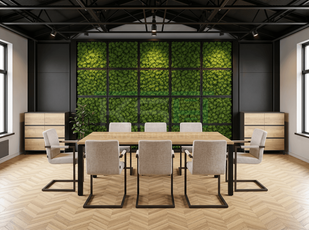 Vida 4-poots Kantinetafel recht 140x80cm Zwart Natuur eiken