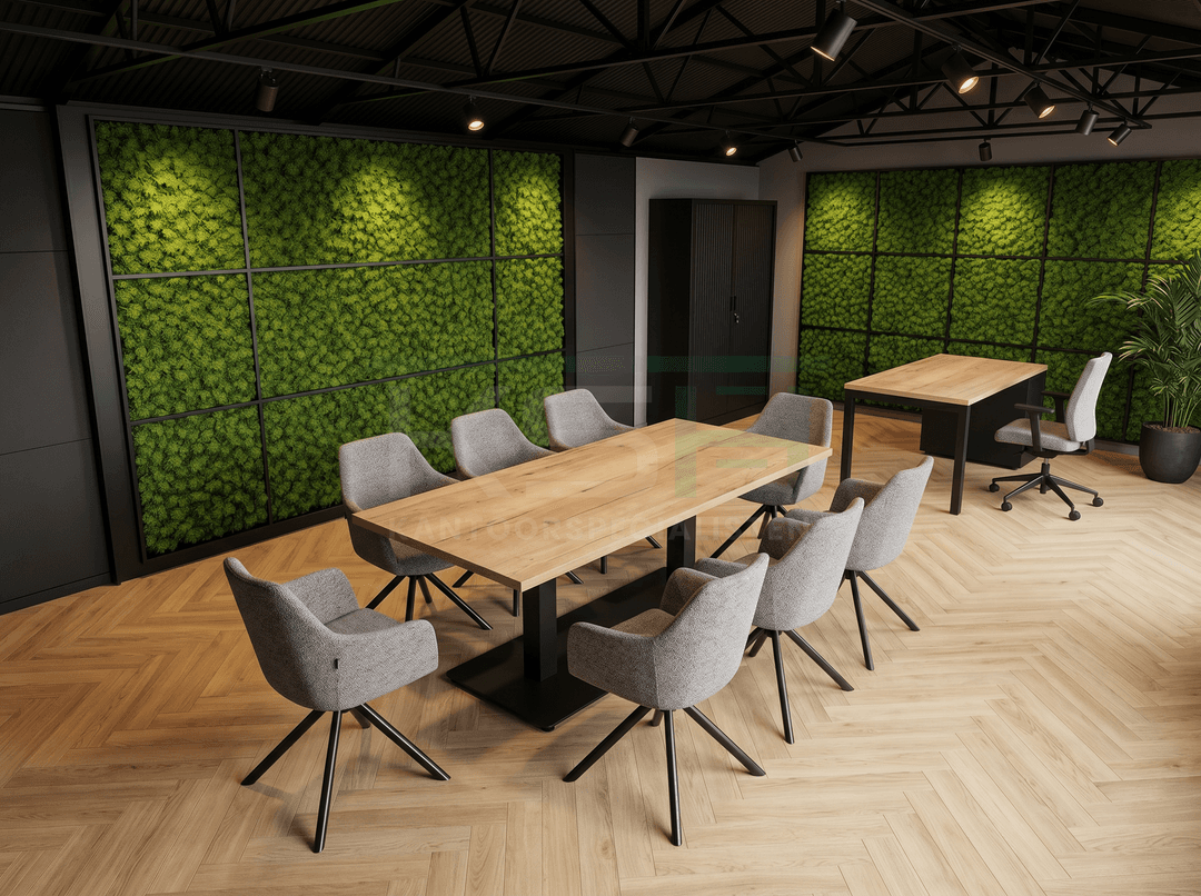 Kolompoot Kantinetafel recht 140x80cm Zwart Natuur eiken