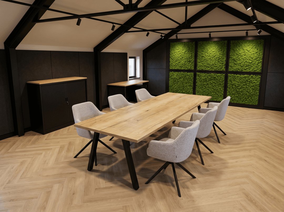 V-poot Kantinetafel recht 120x80cm Zwart Natuur eiken