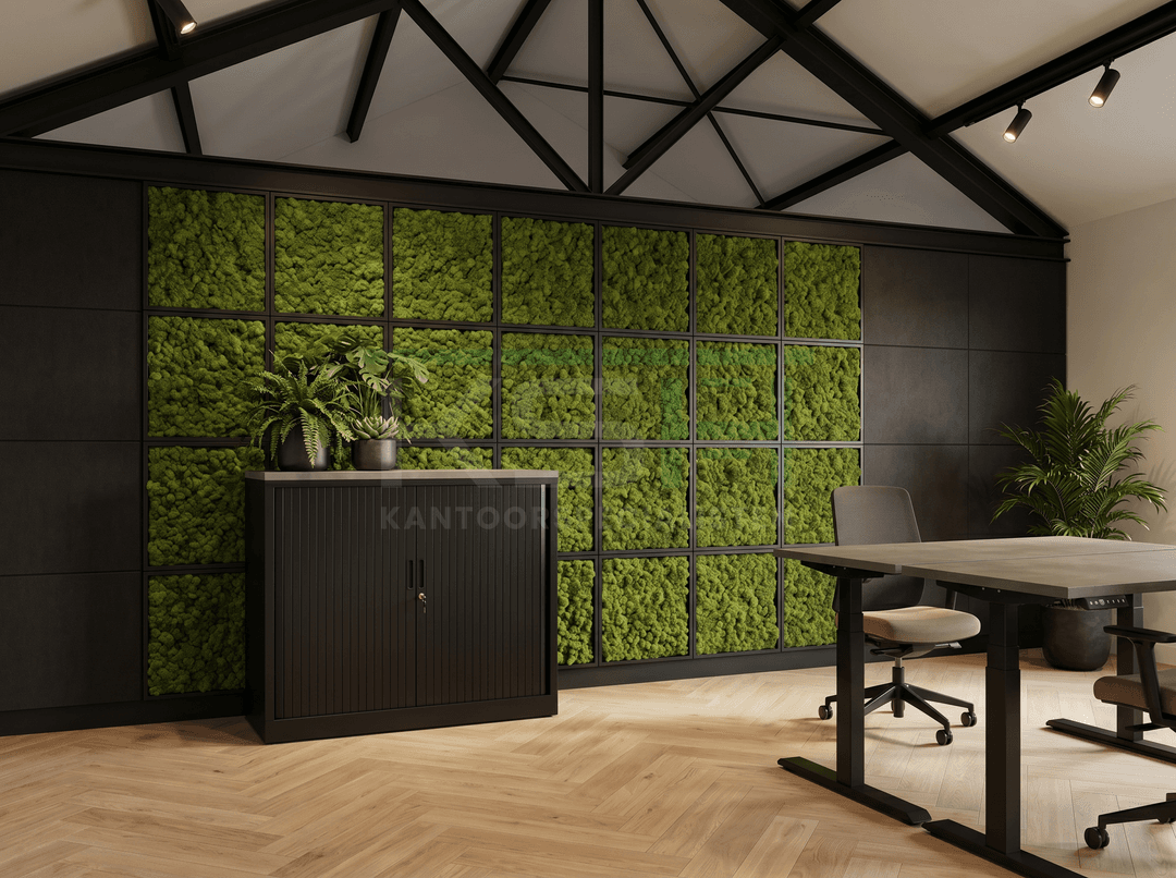 Roldeurkast Zwart 118 x 120 x 43 cm Met topblad Oxyd