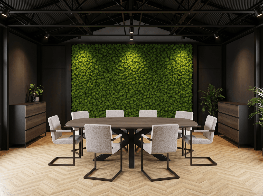 Matrix-poot Vergadertafel Deens Ovaal 240x120cm Zwart - Bruin eiken
