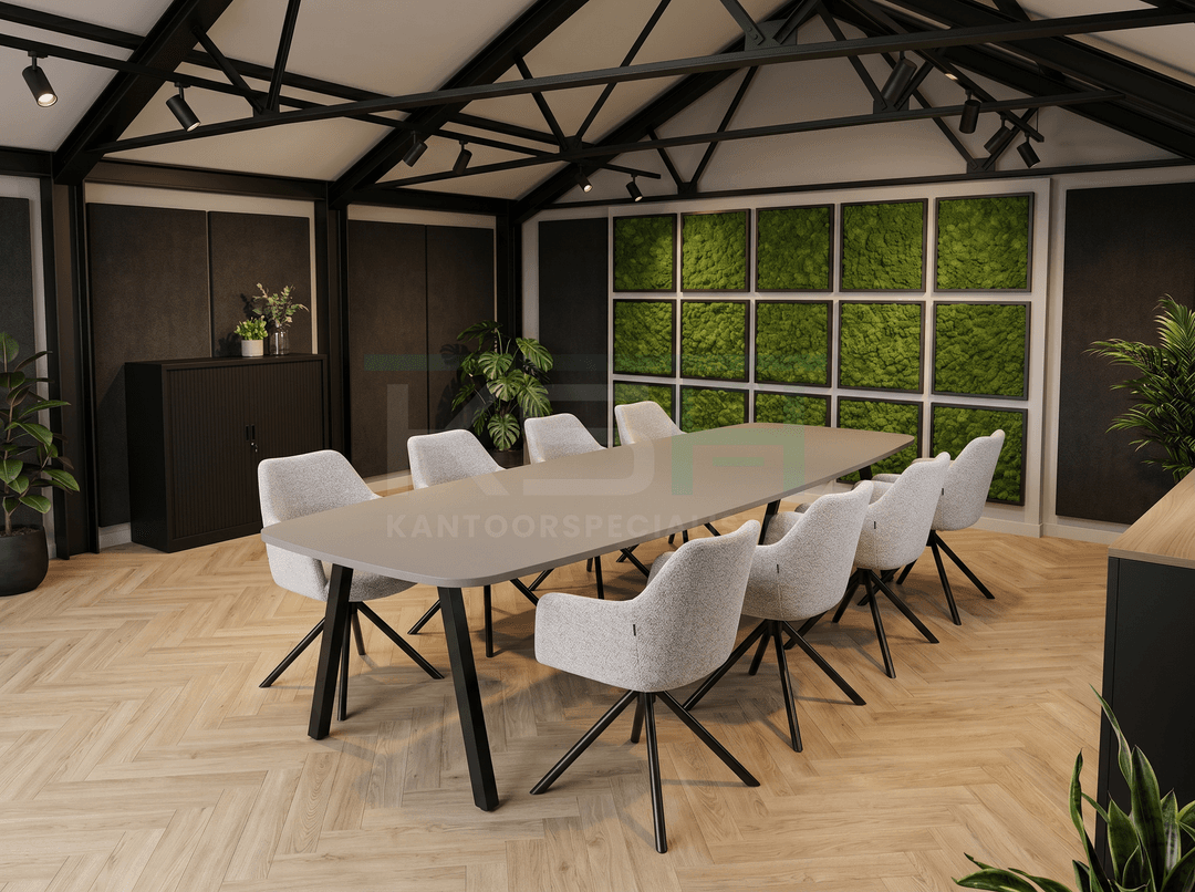 V-poot Vergadertafel Deens Ovaal 240x120cm Zwart - Cuando
