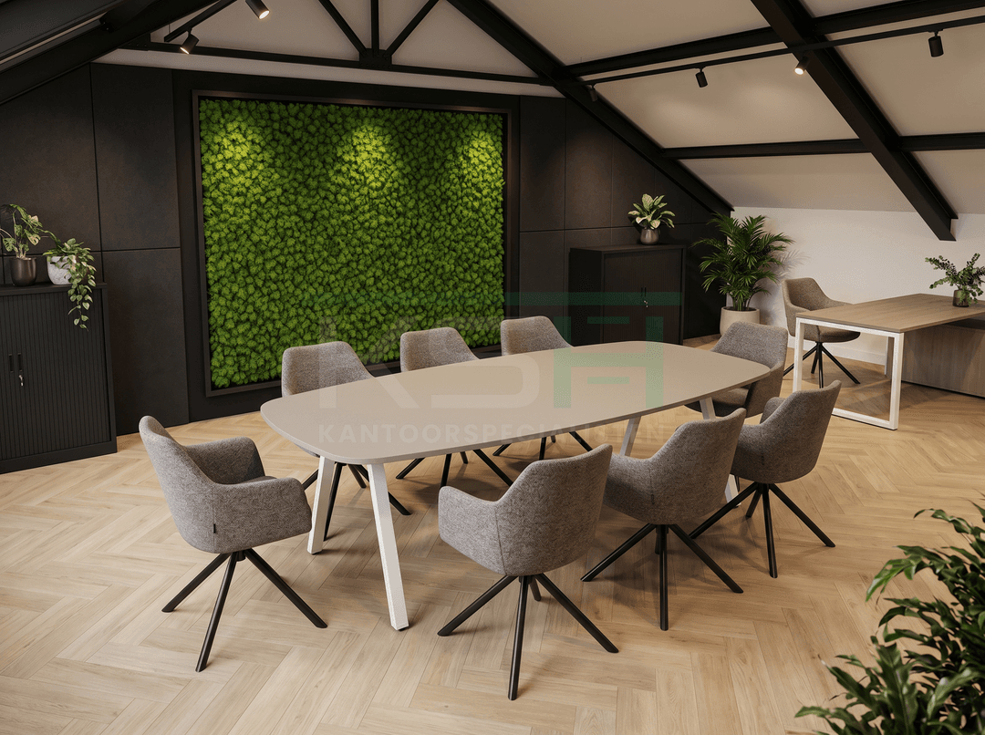 V-poot Vergadertafel Deens Ovaal 240x120cm Wit - Cuando