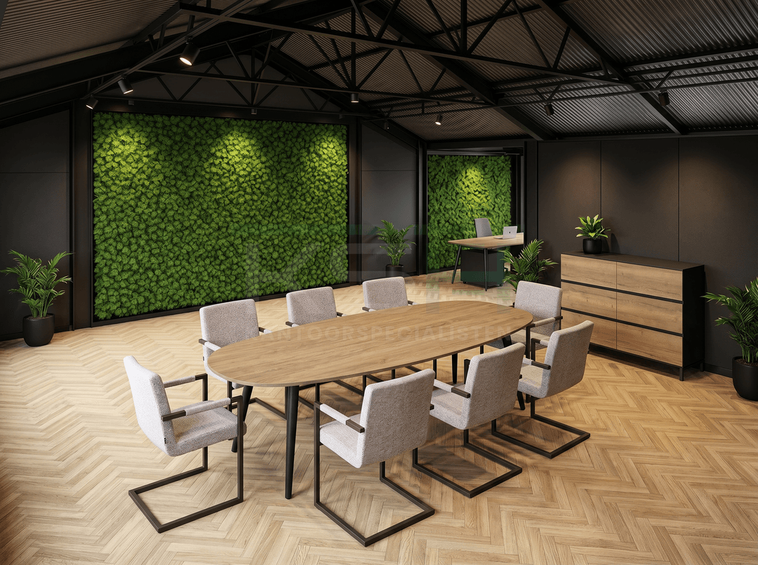 Real-poot Vergadertafel Deens Ovaal 240x120cm Zwart - Bruin eiken