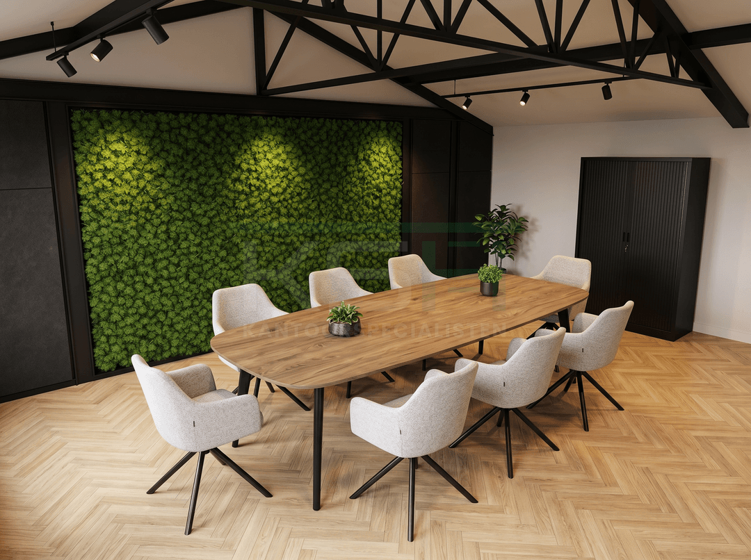Real-poot Vergadertafel Deens Ovaal 240x120cm Zwart - Hickory Noten