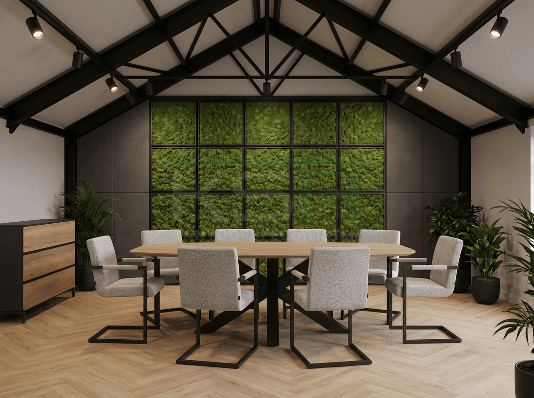 Matrix-poot Vergadertafel Deens Ovaal 240x120cm Zwart - Midden eiken