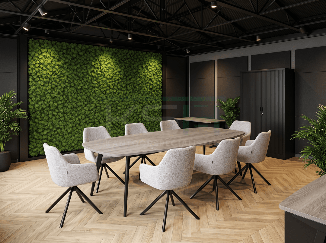 Real-poot Vergadertafel Deens Ovaal 240x120cm Zwart - Midden eiken