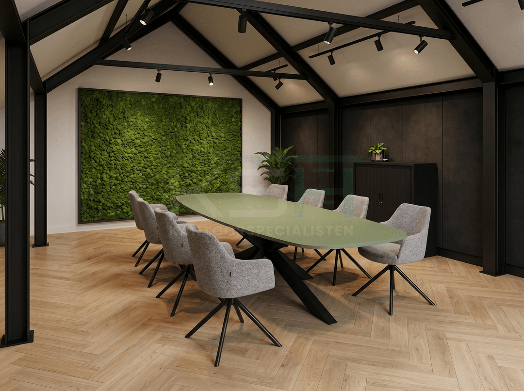 Matrix-poot Vergadertafel Deens Ovaal 240x120cm Zwart - Pine