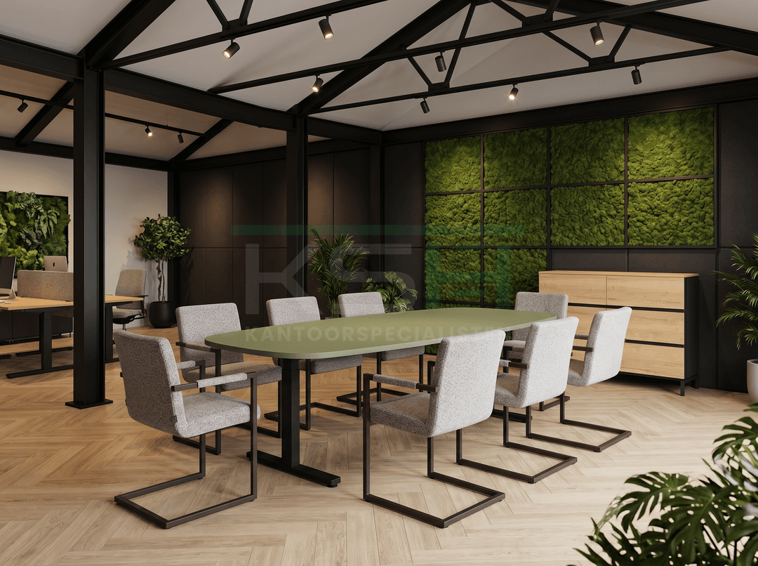 Vamo T-poot Vergadertafel Deens Ovaal 240x120cm Zwart - Pine