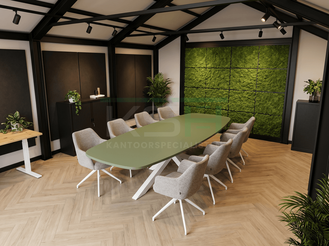 Matrix-poot Vergadertafel Deens Ovaal 240x120cm Wit - Pine