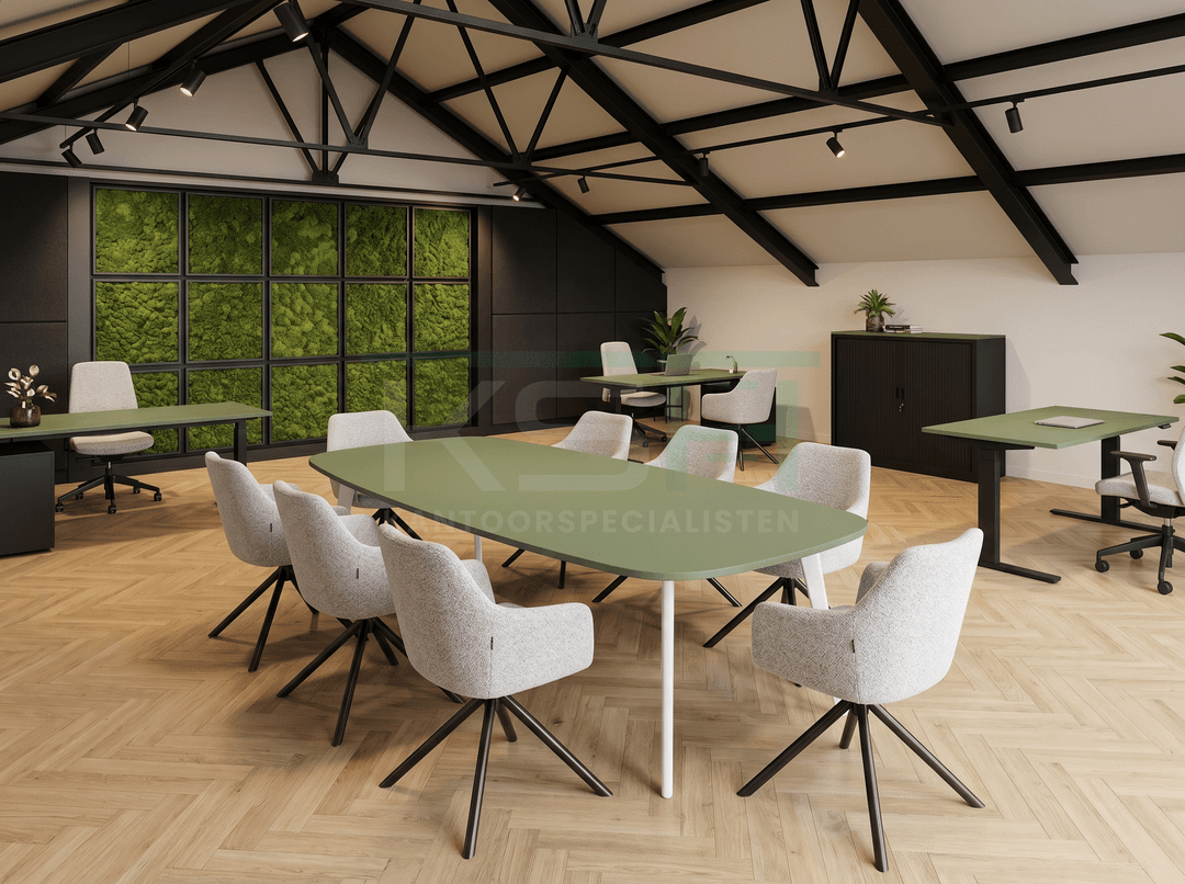 Real-poot Vergadertafel Deens Ovaal 240x120cm Wit - Pine
