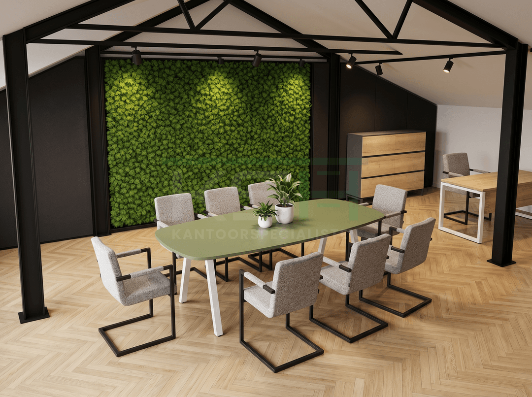 V-poot Vergadertafel Deens Ovaal 240x120cm Wit - Pine
