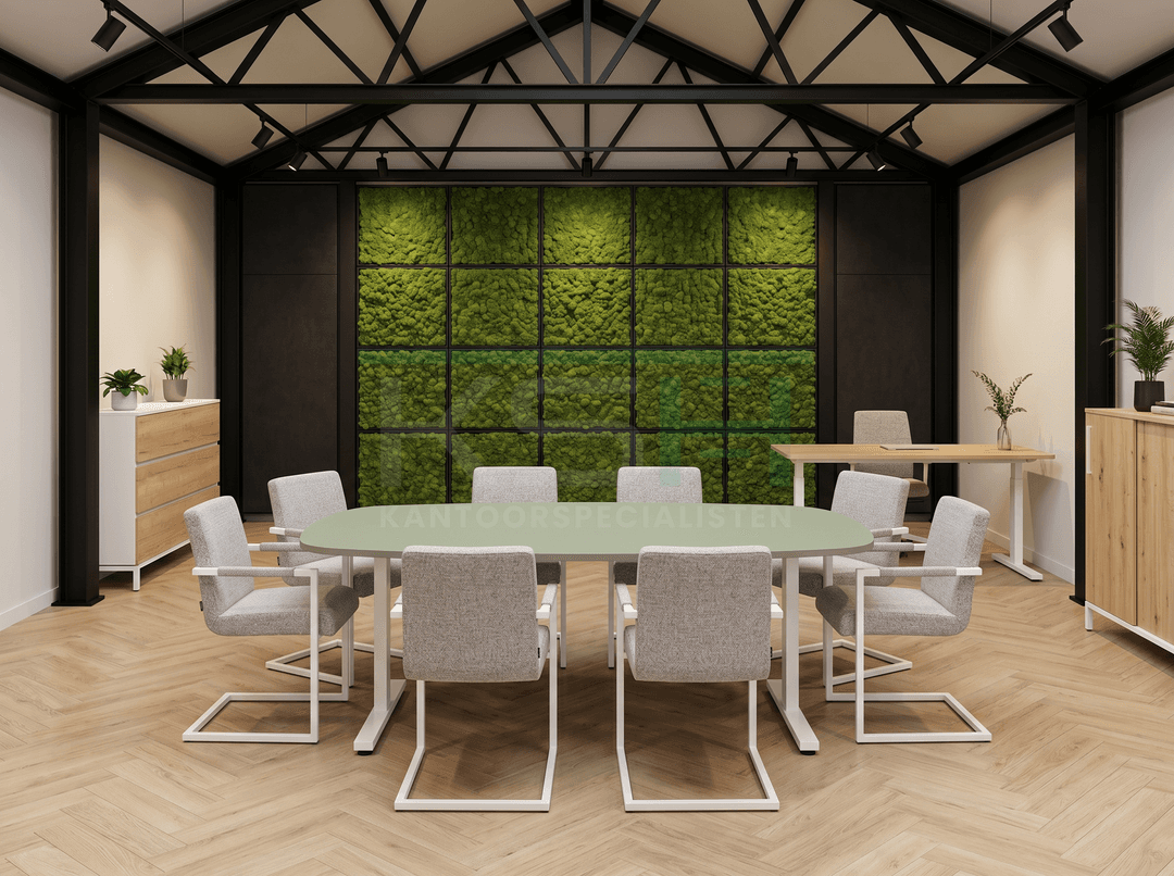 Vamo T-poot Vergadertafel Deens Ovaal 240x120cm Wit - Pine