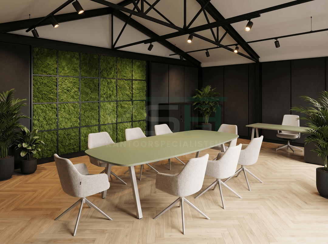 V-poot Vergadertafel Deens Ovaal 240x120cm Aluminium - Pine