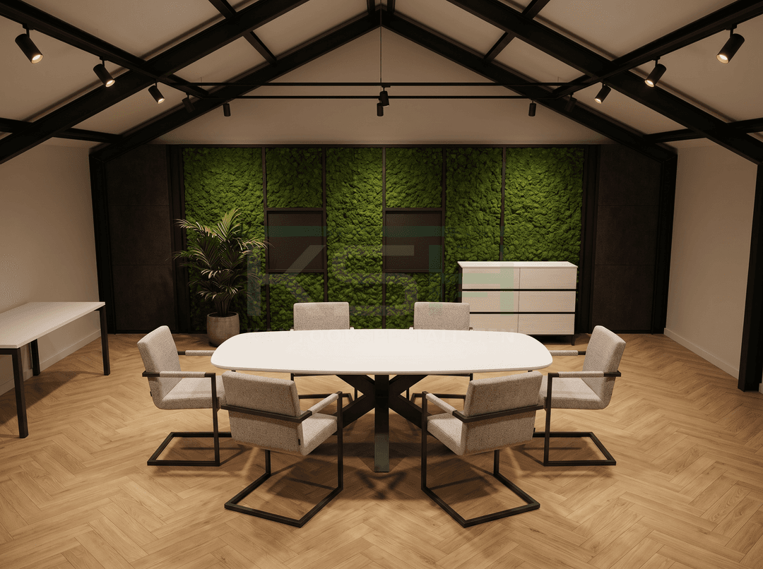 Matrix-poot Vergadertafel Deens Ovaal 240x120cm Zwart - Wit