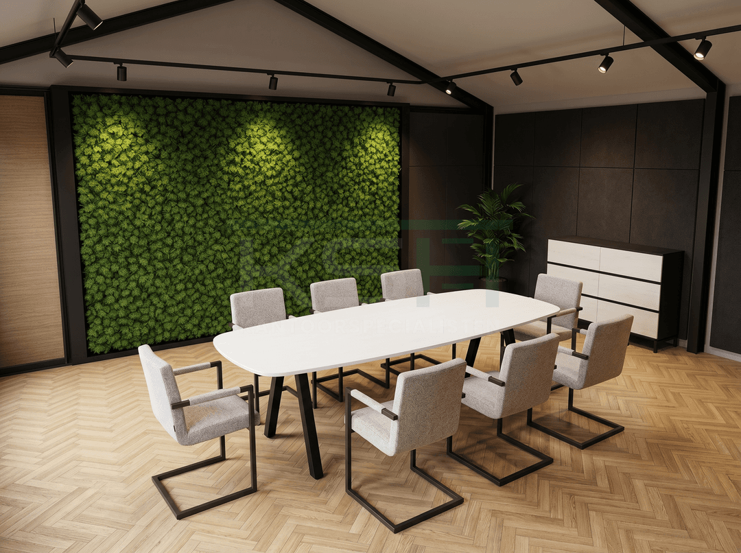 V-poot Vergadertafel Deens Ovaal 240x120cm Zwart - Wit