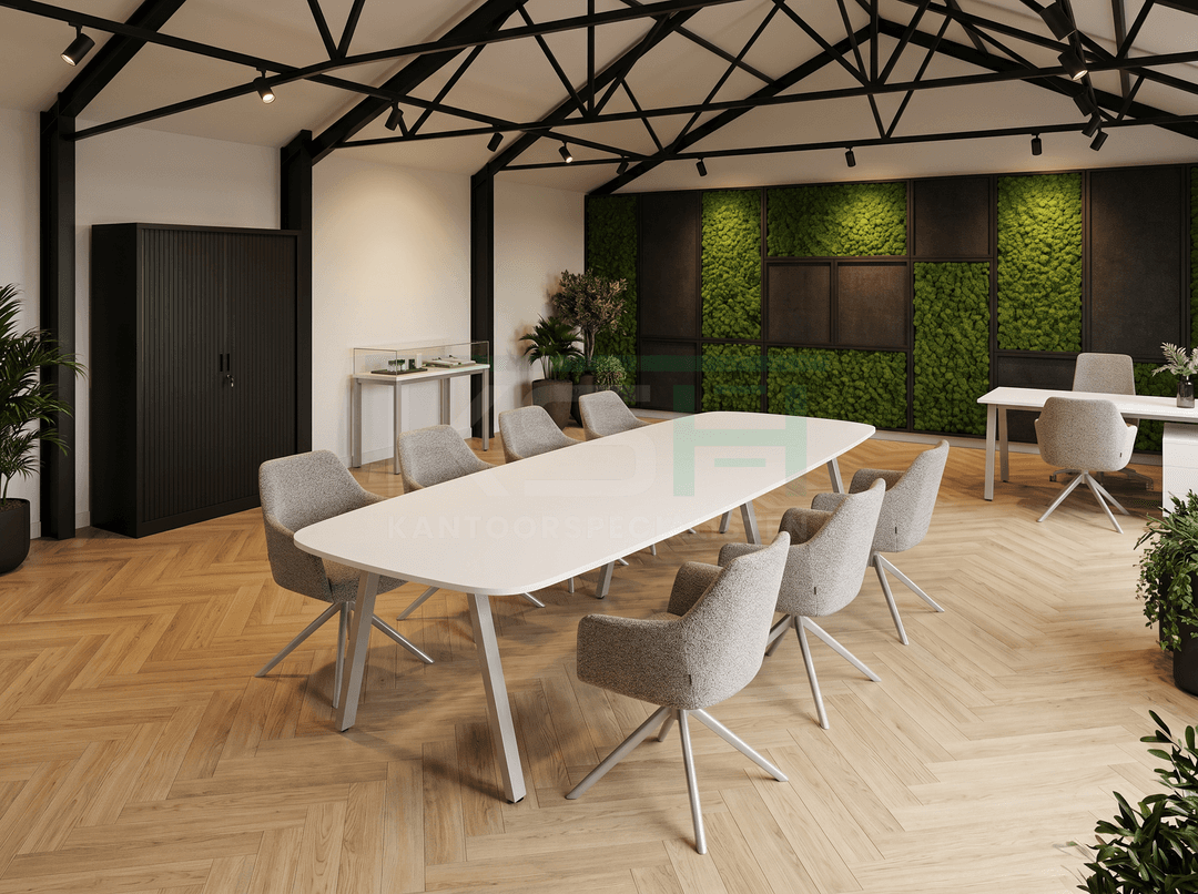 V-poot Vergadertafel Deens Ovaal 240x120cm Aluminium - Wit