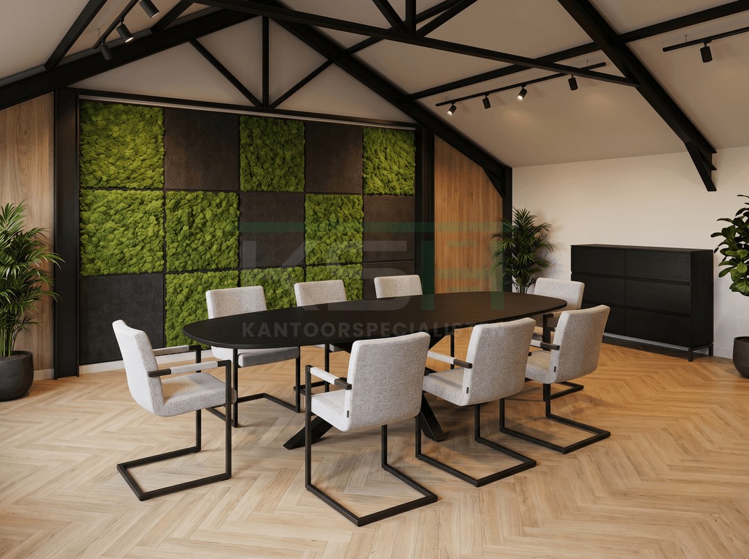 Matrix-poot Vergadertafel Deens Ovaal 240x120cm Zwart - Zwart