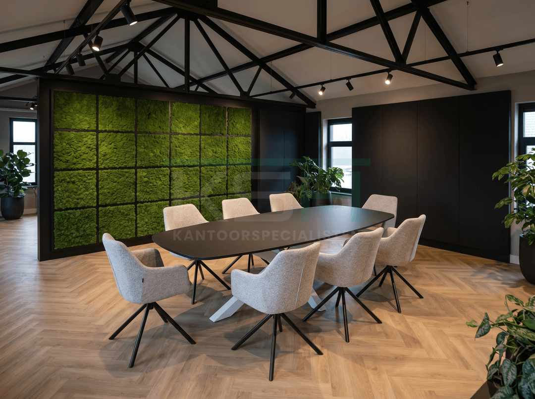 Matrix-poot Vergadertafel Deens Ovaal 240x120cm Wit - Zwart