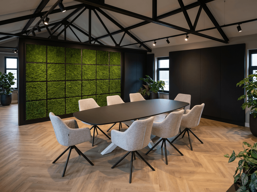 Matrix-poot Vergadertafel Deens Ovaal 240x120cm Wit - Zwart