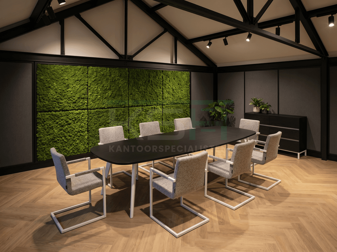 Real-poot Vergadertafel Deens Ovaal 240x120cm Wit - Zwart